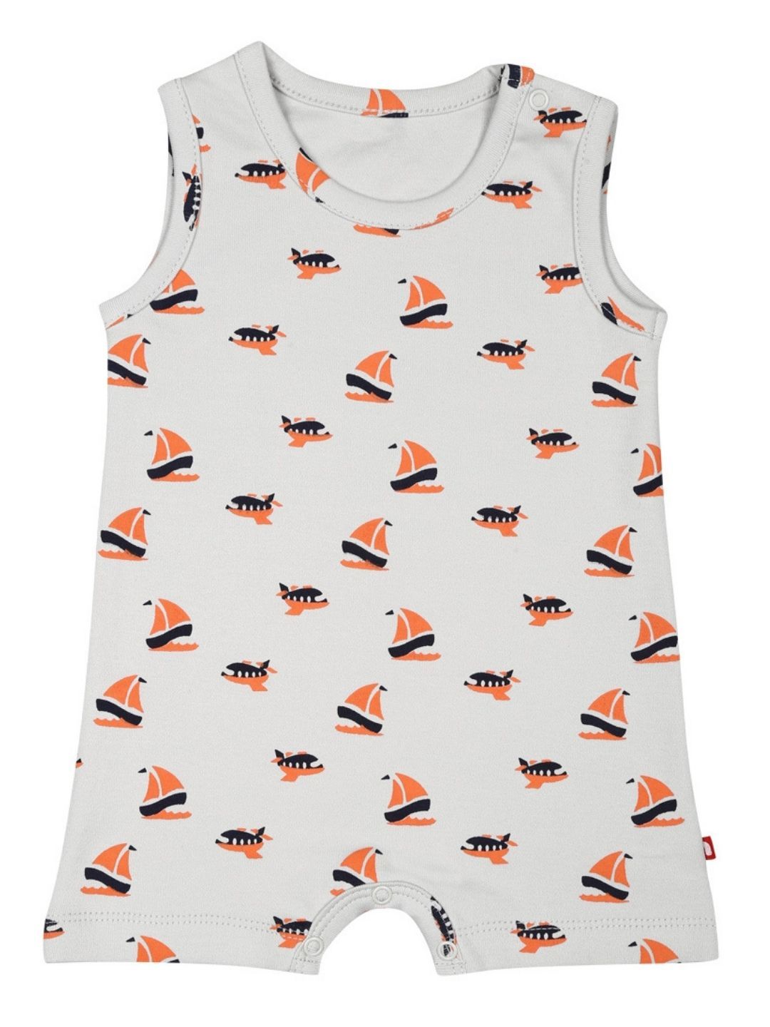 Organic Cotton Round Neck Sleeveless Printed Romper For Unisex Babies